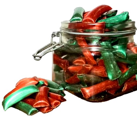 PLANTATION - RED/GRN CHOCOLATE STRAWS (X)