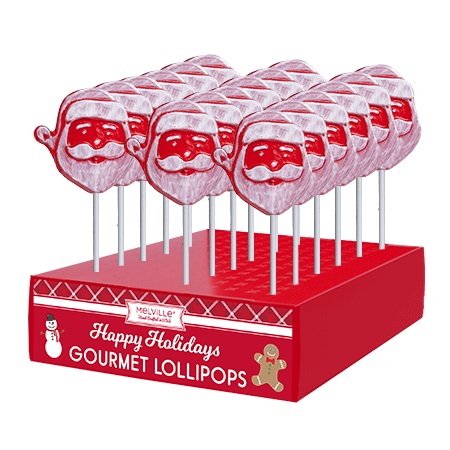 MELVILLE - FROSTED SANTA HEAD POPS 24 CT (X)