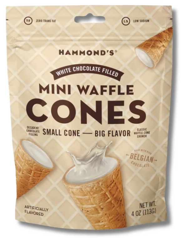 HAMMONDS - WAFFLE CONES WHITE CHOC 4 OZ BAG 12 CT (X)
