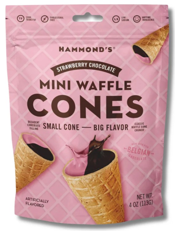 HAMMONDS - WAFFLE CONES STRAWB CHOC 4 OZ BAG 12 CT (X)