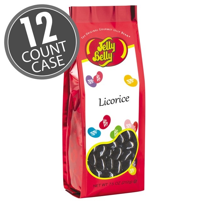 (G) 7.5 OZ JELLY BELLY LICORICE  BAGS 12 CT (H)