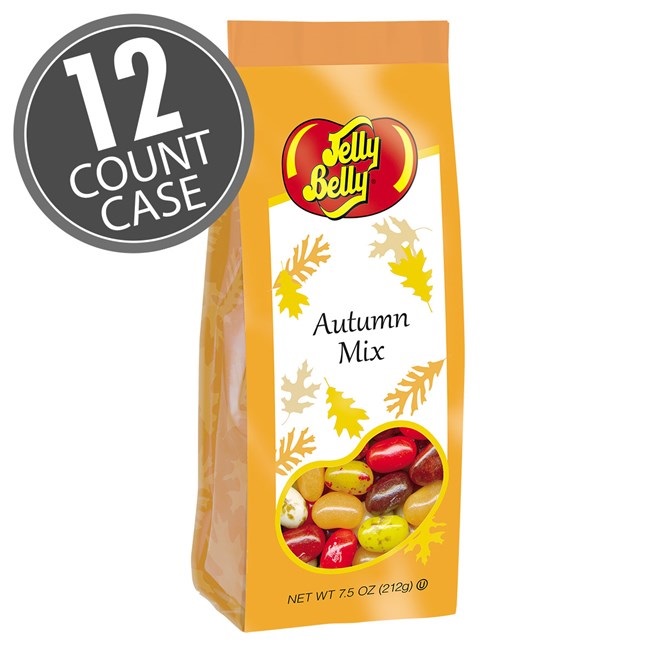 (G) 7.5 OZ JELLY BELLY AUTUMN MIX BAGS -12 CT (H)