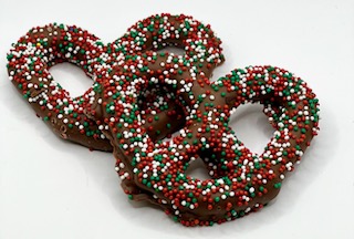 LERROS - XMAS MILK PRETZELS W/ RD, GRN, WH N-P'S (X)