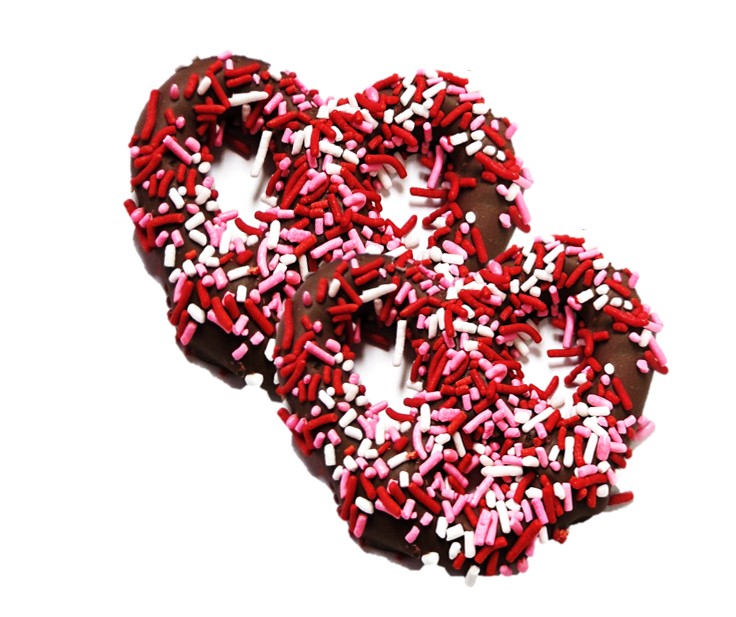 LERROS - MILK PRETZEL W/ RD, PK WH JIMMIES (V)