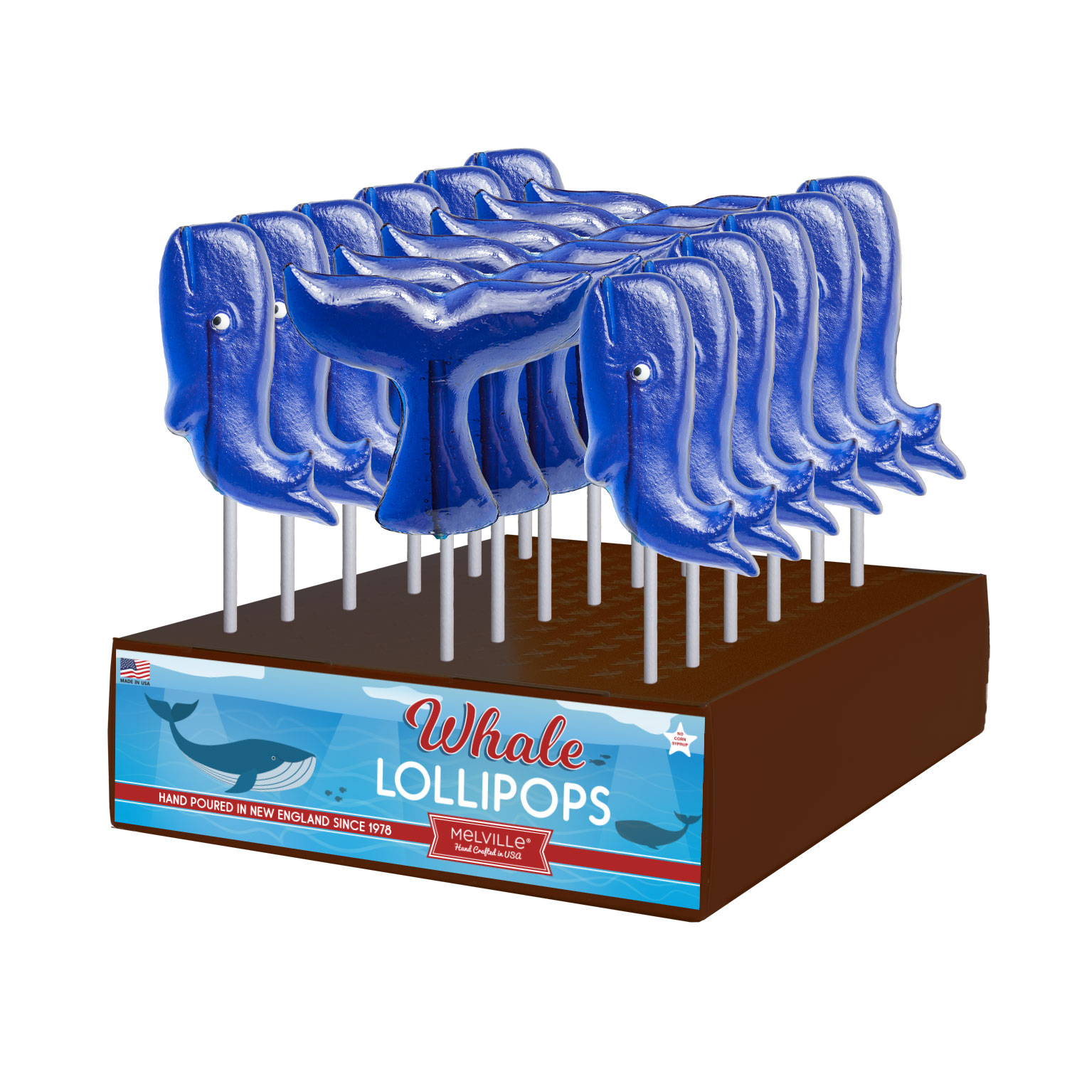 MELVILLE - BLUE WHALE & TAIL POPS 24 CT (S)
