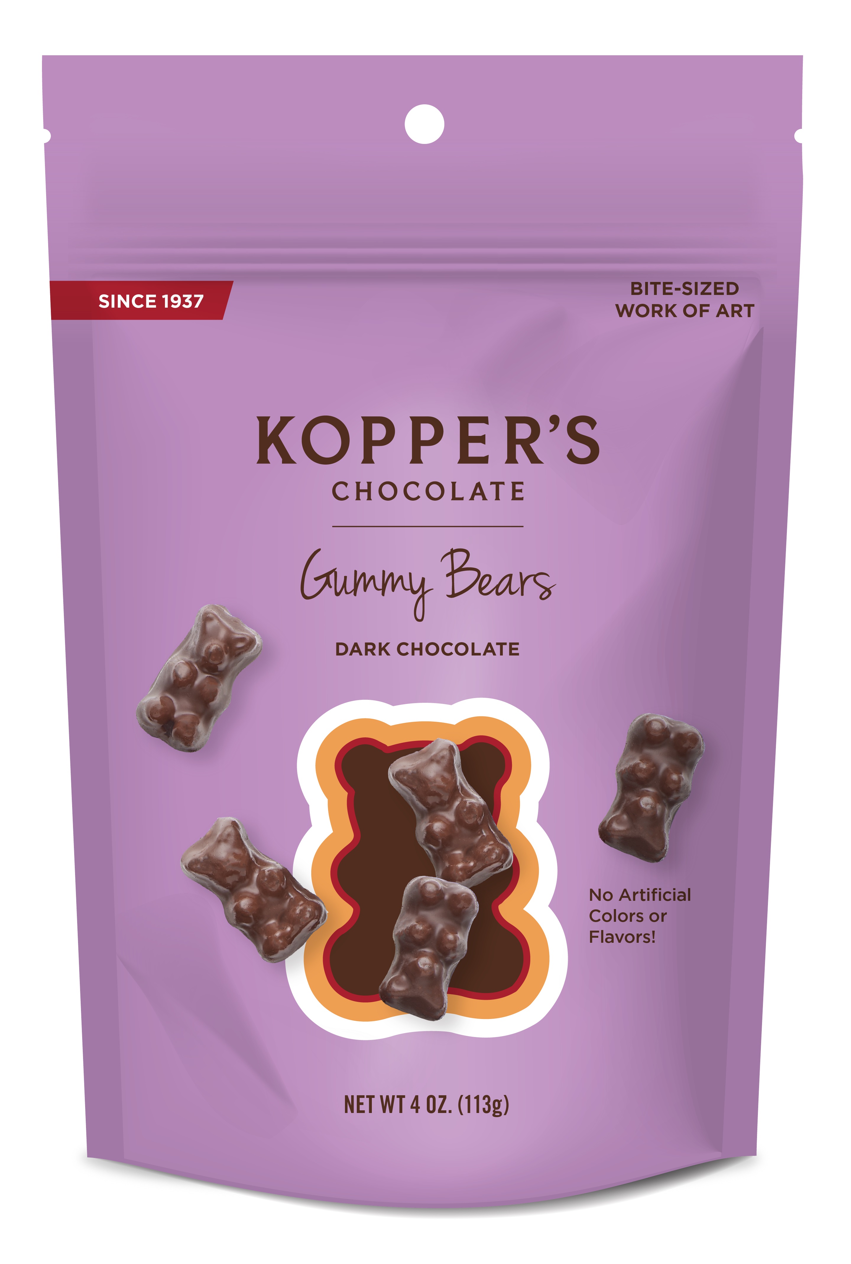 (K) 4 OZ BAG - DK CHOC GUMMI BEARS 12 CT (X)