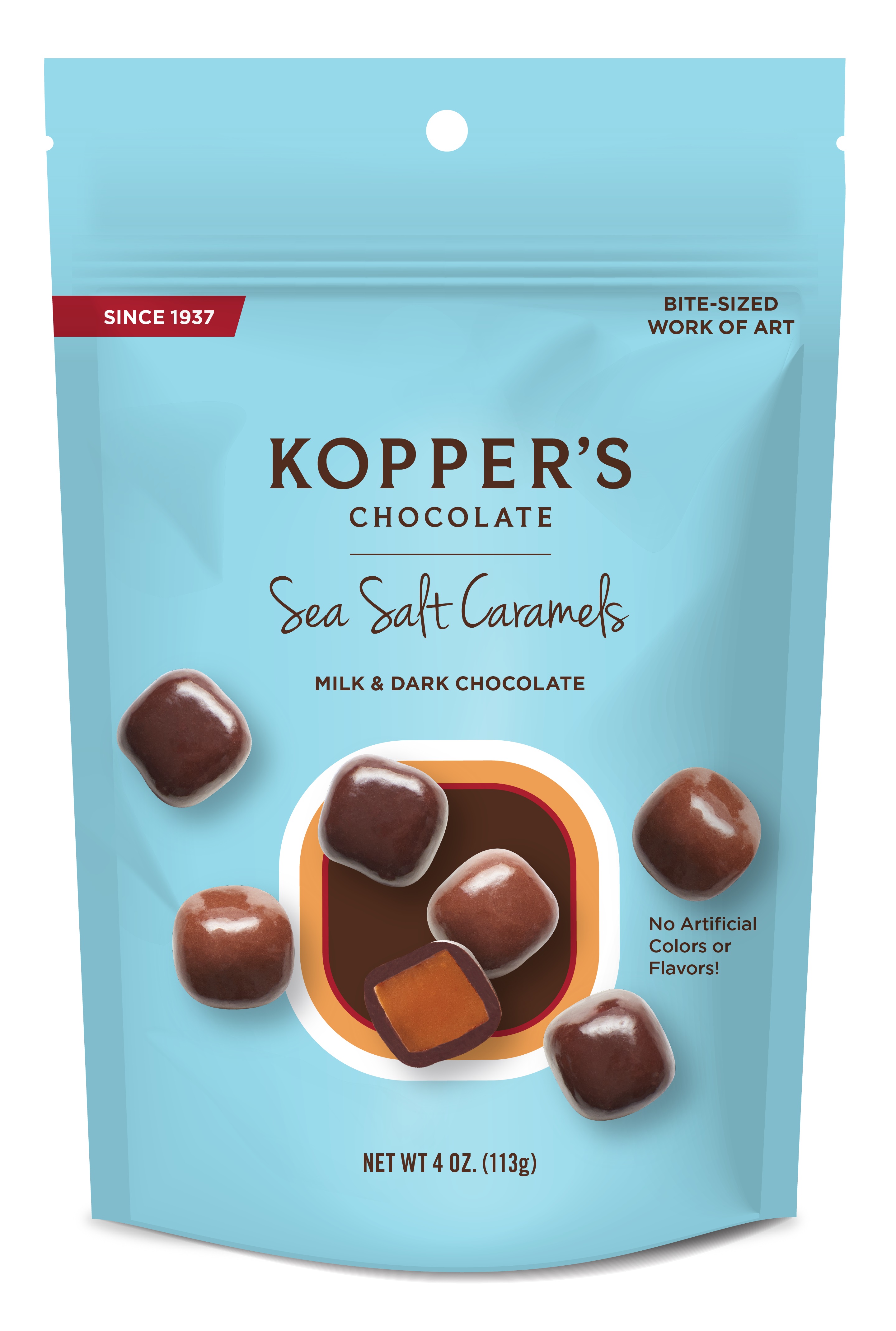 (K) 4 OZ BAG - MK/DK SEASALT CARAMELS 12 CT (S)