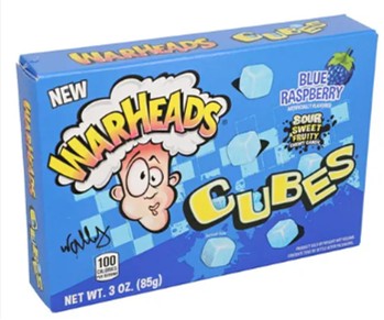 IMPACT - WARHEAD BL RASP CHEWY CUBES 3 OZ BX 12 CT (S)