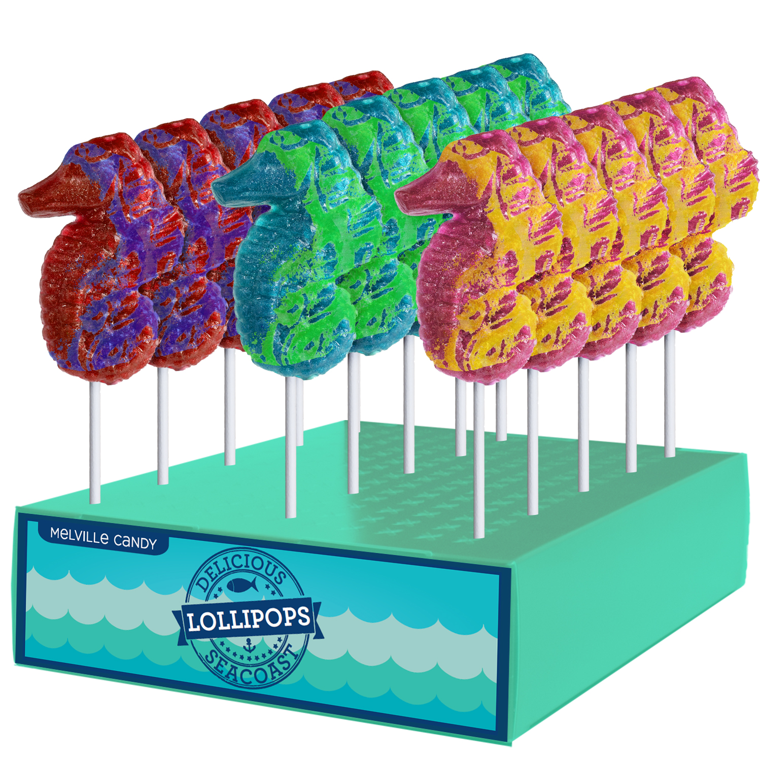 MELVILLE - GLITTER SWIRL SEAHORSE POPS 24 CT (S)