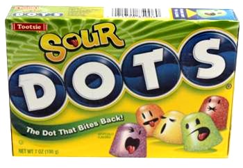 TOOTSIE - 6 OZ SOUR DOTS BOX 12 CT (S)