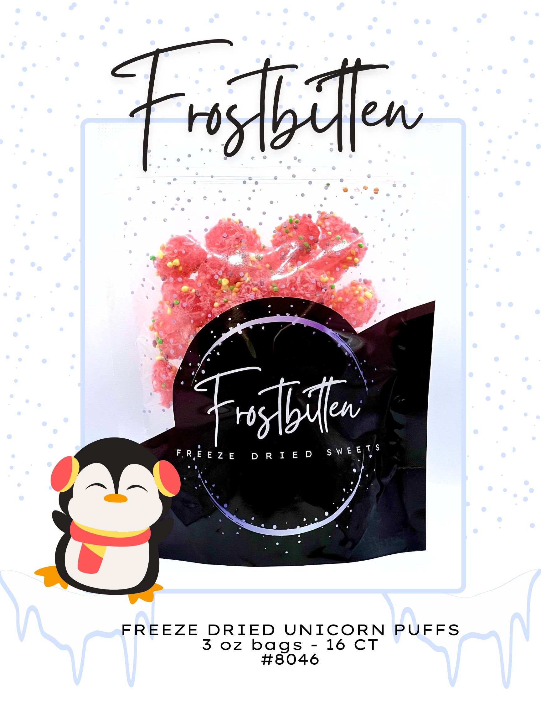FROSTBITTEN - FREEZE DRIED UNICORN PUFFS 3 OZ BAGS