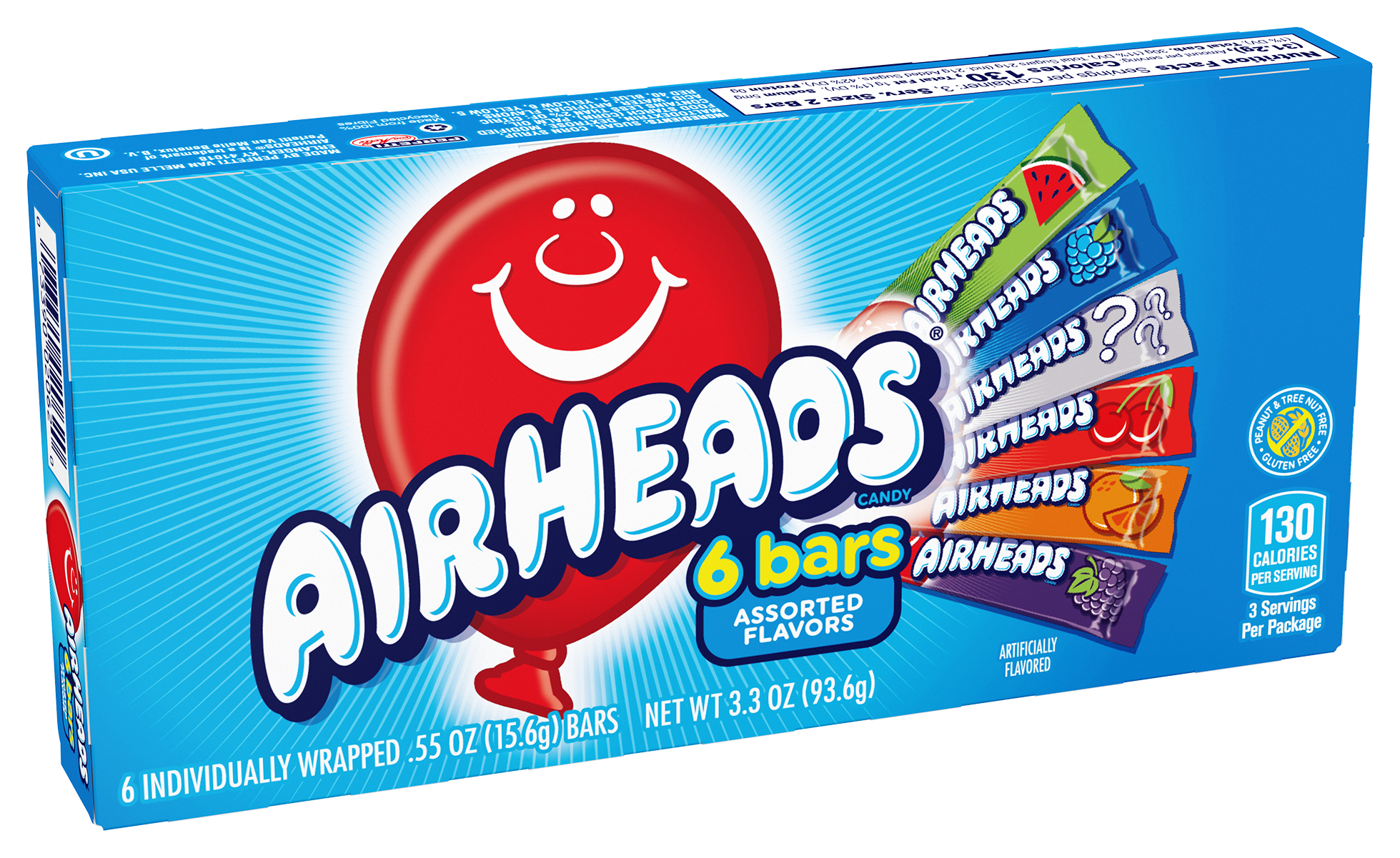 VAN MELLE - 3.3 OZ AIRHEADS 6 FLAVOR BOX 12 CT (S)