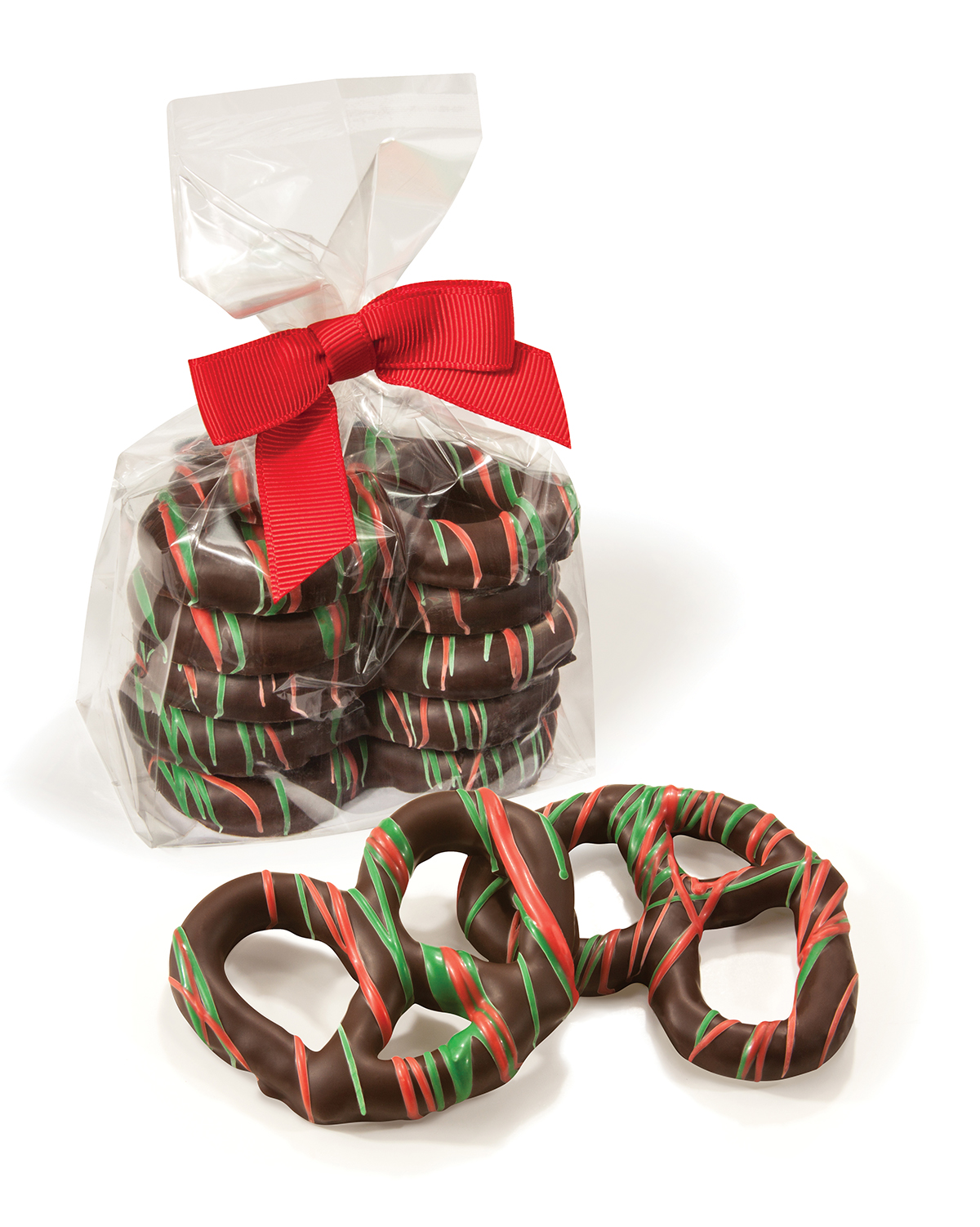 (A) 4 OZ BAG PRETZEL DK W/ XMAS STRING 12 CT (X)