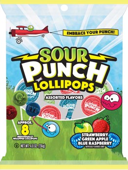 A & B - SOUR PUNCH SOUR POPS 4.75 OZ BAG 12 CT (S)
