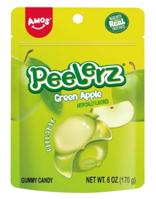 AMOS SWEETS - PEELERZ GREEN APPLE 6 OZ 12 CT